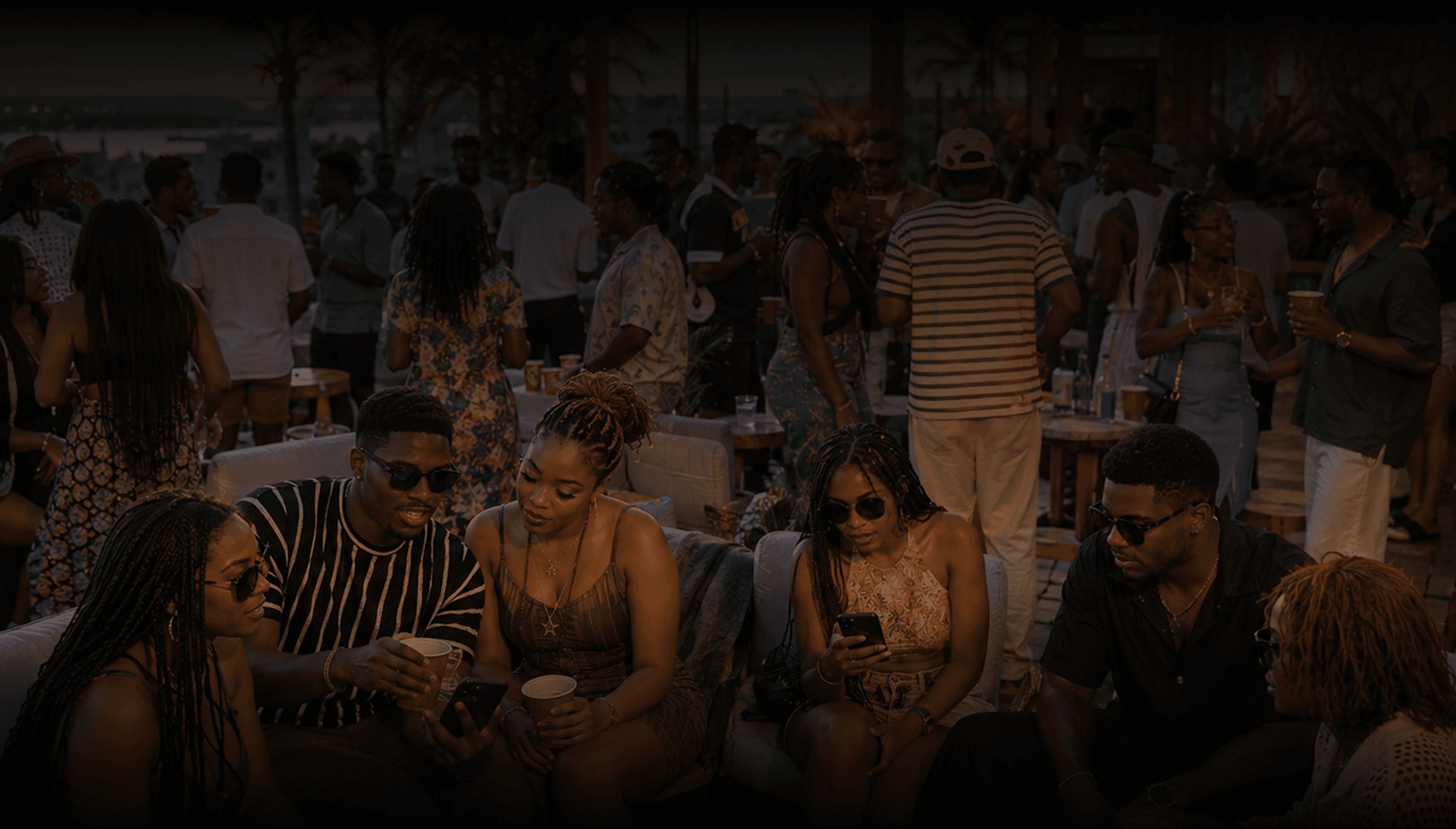 People at an evening event